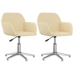 vidaXL Cadeiras de jantar girat&oacute;rias 2 pcs tecido cor creme