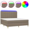 vidaXL Cama box spring colch&atilde;o/LED 180x200cm tecido cinza-acastanhado