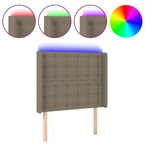 vidaXL Cabeceira cama c/ LED tecido 93x16x118/128 cm cinza-acastanhado