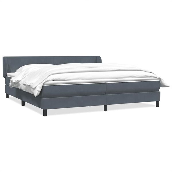 vidaXL Cama com molas/colch&otilde;es 180x210 cm veludo cinzento-escuro