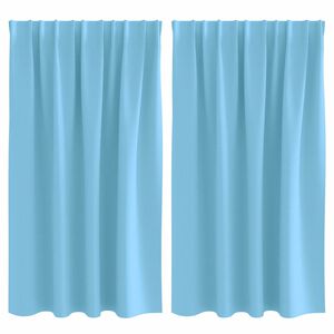 vidaXL Cortinas Blackout com Argolas 2 pcs Azul Claro 140 x 140 cm