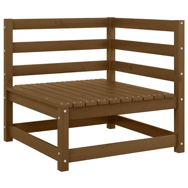 vidaXL Sof&aacute; de canto p/ jardim c/ almofad&otilde;es pinho maci&ccedil;o cor creme