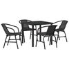 vidaXL Conjunto de Jantar para Jardim 5 unid. Preto A&ccedil;o revestido a p&oacute;