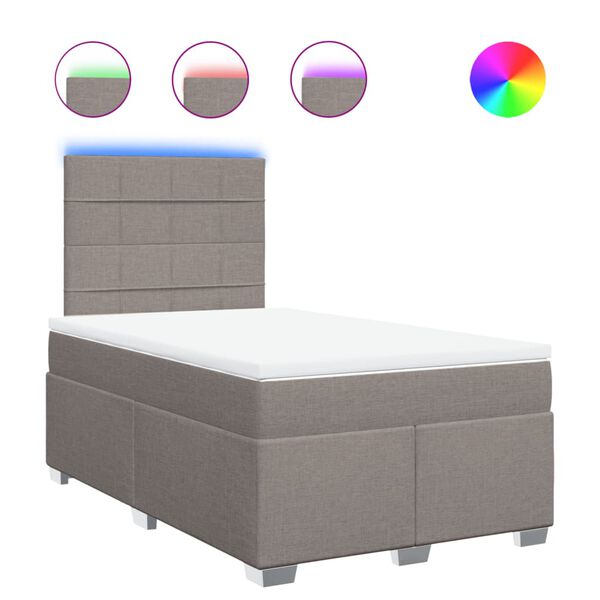 vidaXL Cama boxspring c/ colch&atilde;o 120x190cm tecido castanho-acinzentado