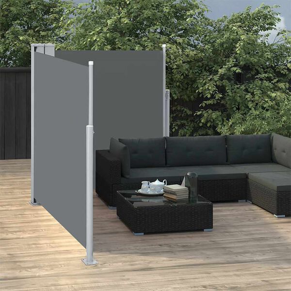 vidaXL Toldo lateral retrátil duplo para pátio 170x600 cm antracite
