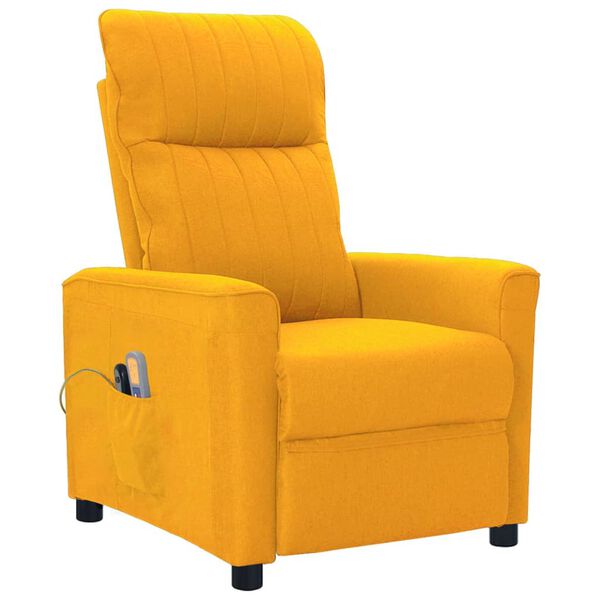 vidaXL Poltrona elétrica de massagens tecido amarelo