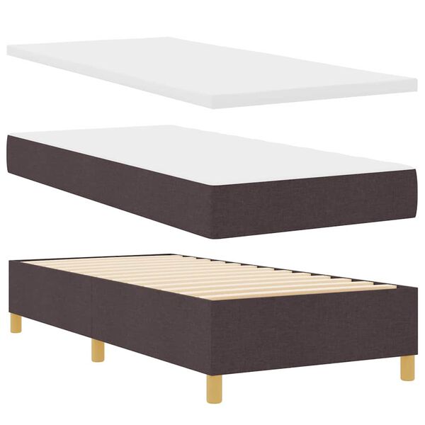 vidaXL Cama Box com colch&atilde;o Castanho escuro 90 x 200 cm tecido