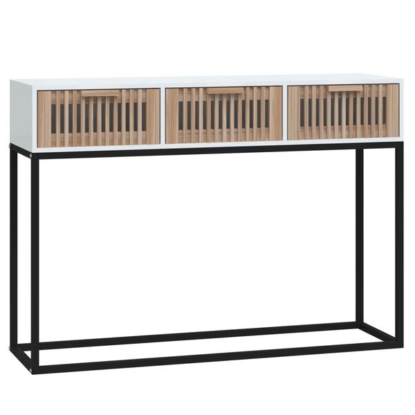 vidaXL Mesa consola 105x30x75 cm derivados de madeira e ferro branco