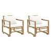 vidaXL Cadeiras de jardim 2 pcs com almofad&otilde;es e almofadas bambu