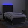 vidaXL Cama box spring c/ colch&atilde;o e LED 90x190 cm tecido preto