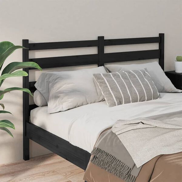 vidaXL Cabeceira de cama 186x4x100 cm pinho maci&ccedil;o preto