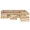 vidaXL 9 pcs conj. lounge jardim c/ almofad&otilde;es madeira impreg. verde