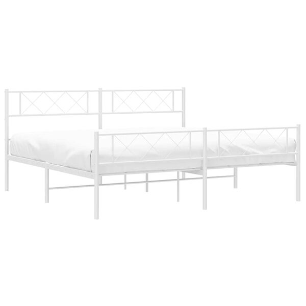 vidaXL Estrutura de cama com cabeceira e p&eacute;s 183x213 cm metal branco