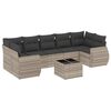vidaXL 8 pcs conj. sof&aacute;s jardim c/ almofad&otilde;es vime PE cinzento-claro