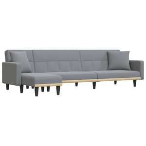 vidaXL Sof&aacute;-cama em forma de L 275x140x70 cm tecido cinzento-claro