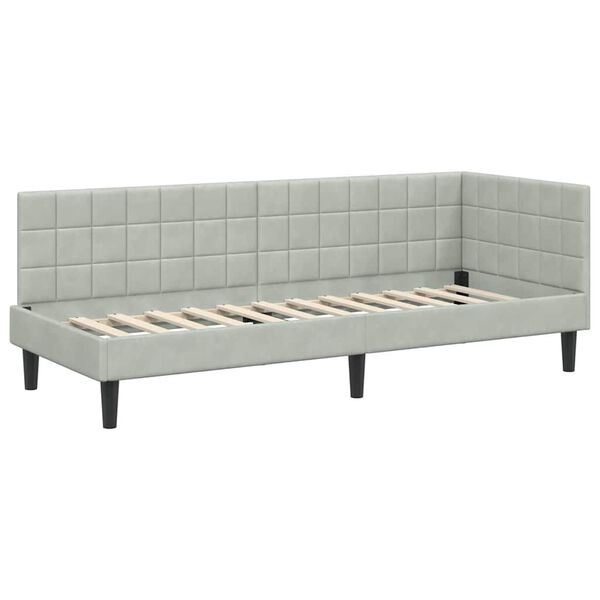 vidaXL Estrutura de Cama de Canto Cinzento-claro 80 x 200 cm Veludo