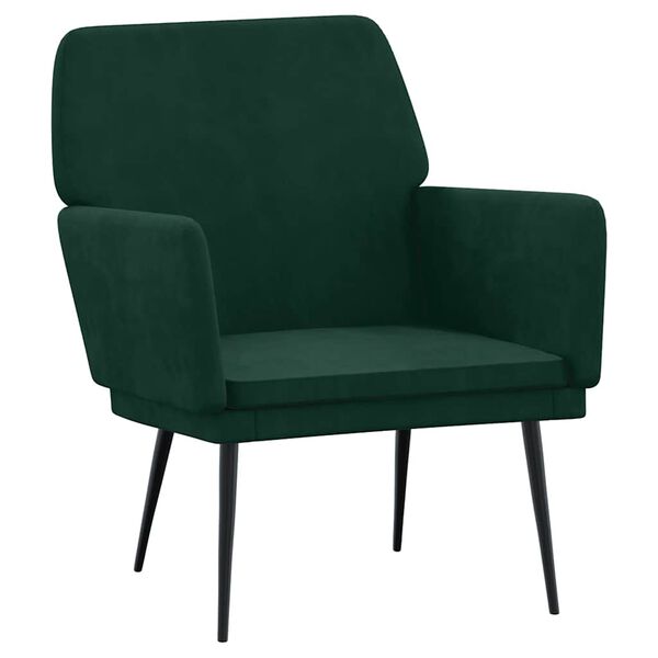 vidaXL Cadeira c/ apoio de bra&ccedil;os 62x79x79 cm veludo verde-escuro