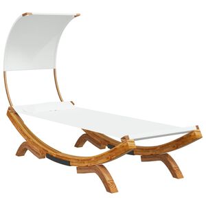 vidaXL Espregui&ccedil;adeira c/ toldo 100x200x126 cm madeira curva creme