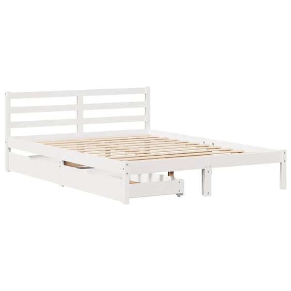 vidaXL Cama sem colch&atilde;o 160x200 cm madeira de pinho maci&ccedil;a branco