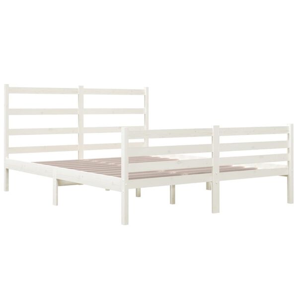 vidaXL Estrutura de cama pequena casal 120x190 cm pinho maci&ccedil;o branco