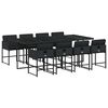 vidaXL 9 pcs conjunto de jantar p/ jardim c/ almofad&otilde;es vime PE preto