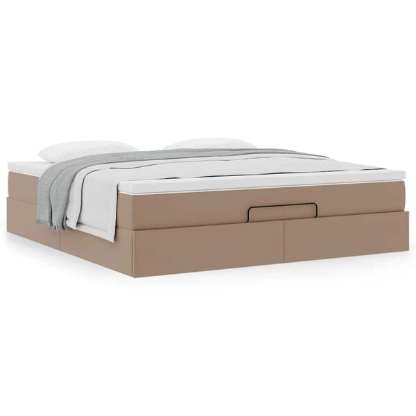 vidaXL Estrutura de cama otomana com colch&atilde;o cappucino 180x200 cm