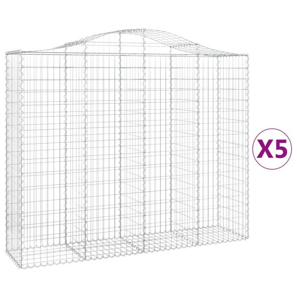 vidaXL Cestos gabi&atilde;o arqueados 5pcs 200x50x160/180cm ferro galvanizado