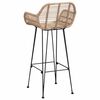 vidaXL Cadeira de Bar 2 pcs Natural 55 x 52 x 105 cm Rattan e Ferro