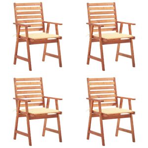 vidaXL Cadeiras de jantar p/ jardim 4 pcs c/ almofad&otilde;es ac&aacute;cia maci&ccedil;a