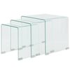 vidaXL Conjunto mesas de encastrar 3 pcs vidro temperado transparente