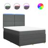 vidaXL Cama com molas/colch&atilde;o 140x190 cm tecido cinzento-escuro