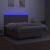 vidaXL Cama box spring colch&atilde;o/LED 160x200 cm tecido cinza-acastanhado