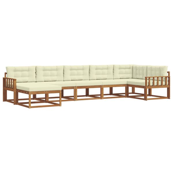 vidaXL Conjunto de Sof&aacute;s para Exterior 7 pcs Natural e Creme