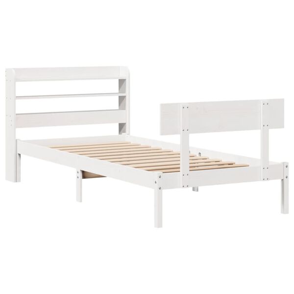 vidaXL Cama sem colch&atilde;o 100x200 cm madeira de pinho maci&ccedil;a branco