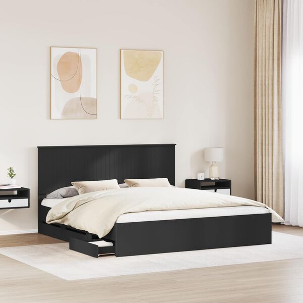 vidaXL Estrutura da Cama Preto 180 x 200 cm Madeira de Engenharia