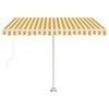 vidaXL Toldo retr&aacute;til manual com LED 300x250 cm amarelo e branco