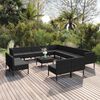 vidaXL 14 pcs conjunto lounge de jardim c/ almofad&otilde;es vime PE preto