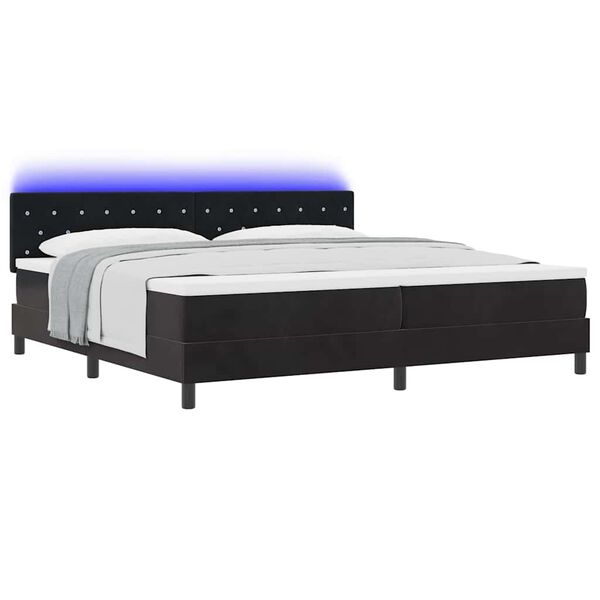 vidaXL Cama Box Spring LED com colch&atilde;o Preto 200 x 200 cm Veludo