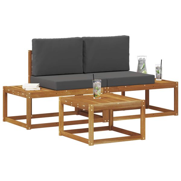 vidaXL Conjunto de Sof&aacute;s para Exterior com almofada 3 pcs Natural