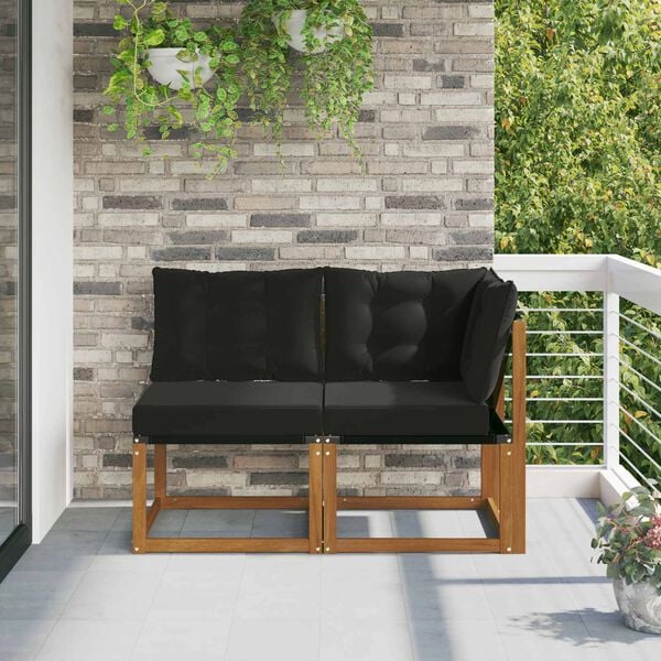vidaXL Sof&aacute; M&eacute;dio e de Canto para Exterior com almofada 2 Pe&ccedil;a Natural