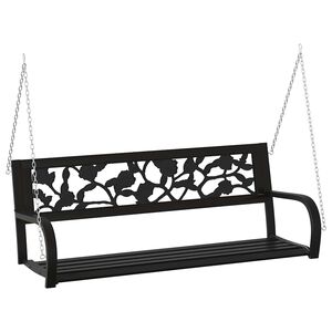 vidaXL Banco de balan&ccedil;o para jardim 125 cm a&ccedil;o e pl&aacute;stico preto