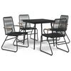 vidaXL Conjunto de jantar para jardim 5 pcs vime PVC preto