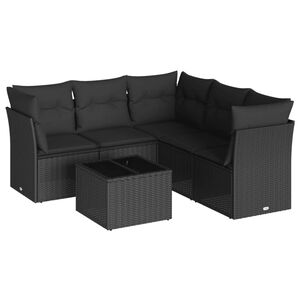 vidaXL 6 pcs conjunto sof&aacute;s de jardim c/ almofad&otilde;es vime PE preto