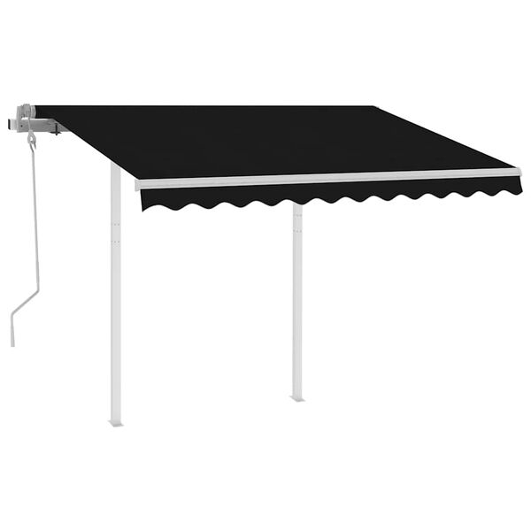 vidaXL Toldo retrátil manual com postes 3,5x2,5 m antracite