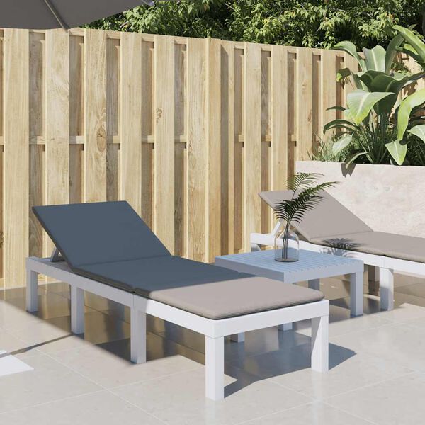 vidaXL Espregui&ccedil;adeira com almofad&otilde;es PP branco