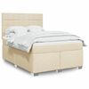 vidaXL Cama com molas/colch&atilde;o 140x190 cm tecido cor creme