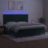 vidaXL Cama box spring c/ colch&atilde;o/LED 200x200 cm veludo verde-escuro