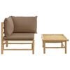 vidaXL 2 pcs conj. lounge jardim bambu almofadões cinzento-acastanhado