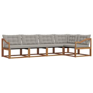 vidaXL Conjunto de Sof&aacute;s para Exterior 5 pcs Cinza Natural e Claro