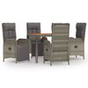 vidaXL 5 pcs conjunto de jantar p/ jardim c/ almofad&otilde;es vime PE cinza